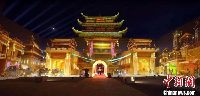 2024年7月15日，甘肅嘉峪關(guān)開(kāi)啟“夜游”模式。圖為夜游燈光劇《天下嘉峪關(guān)》光影效果。(甘肅嘉峪關(guān)關(guān)城景區(qū)供圖)